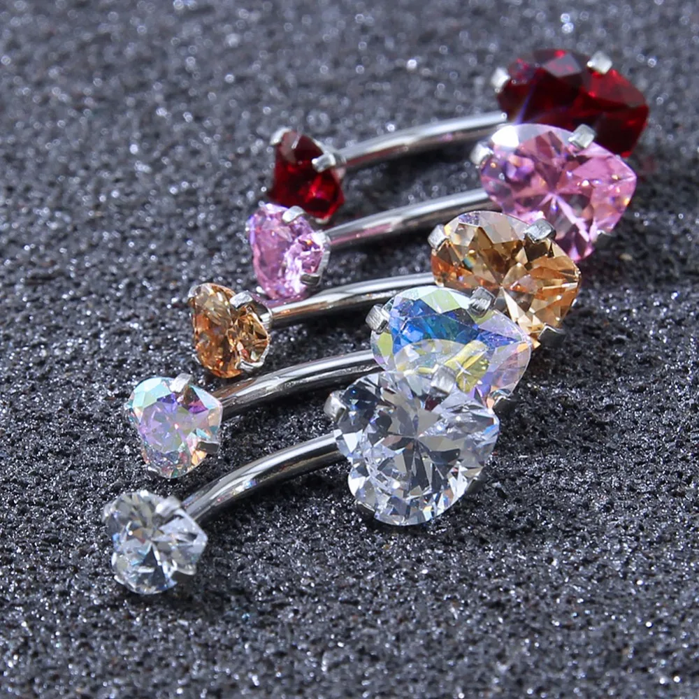Heart Crystal Belly Button Rings Bar Navel Piercing Jewelry Hot Summer Women Nombril | Украшения и аксессуары