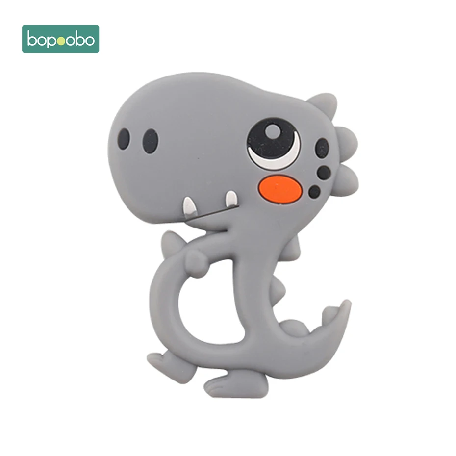 Gray Dinosaur Bopobo, 1 шт., детский прорезыватель, силиконовый, кролик, пищевой, кролик, Прорезыватель для кормления, Прорезыватель для зубов, ожерелье, аксессуары, силиконовый Прорезыватель для животных - Цвет: Gray Dinosaur