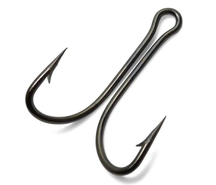 

9908 Fishing Sharp Double Hooks Black Barbed Hook Open Shank Double Frog Hook