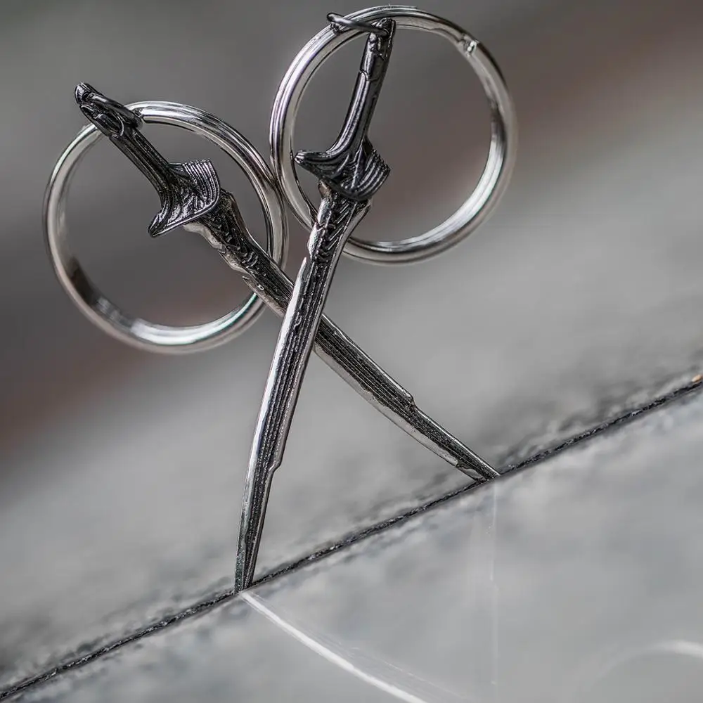 X-COSTUME Alita: Battle Angel Alita Sword Necklace&ampKeychain Silver Collection Cosplay Accessories Halloween Gift High Quality |