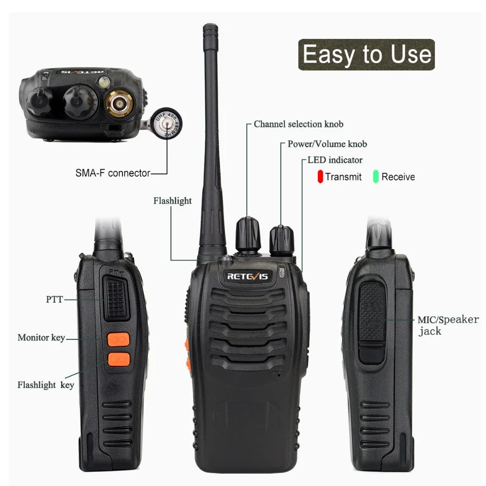 10 шт. портативная двухсторонняя рация Retevis H777 радио для отеля/ресторана 3 Вт UHF фонарик usb зарядка набор рации