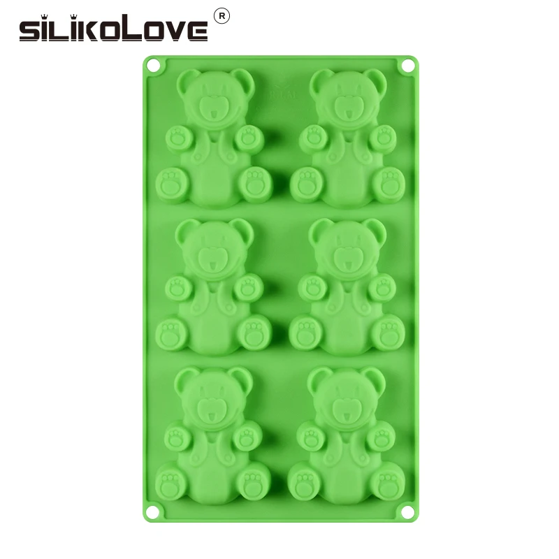 SILIKOLOVE милый медведь Gummy конфеты силиконовая форма для шоколада плесень 6 полостей DIY Форма для торта формы