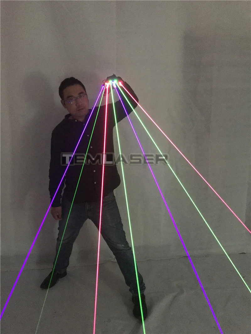 RGB лазерные перчатки с 7 шт. лазерные 3 шт. зеленые+ 2 шт. красные+ 2 шт. фиолетовые синие сценические перчатки для DJ Клубные Вечерние перчатки
