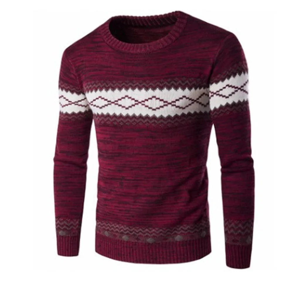 Новый дизайнерский мужской утепленный осенне зимний вязаный пуловер с круглым