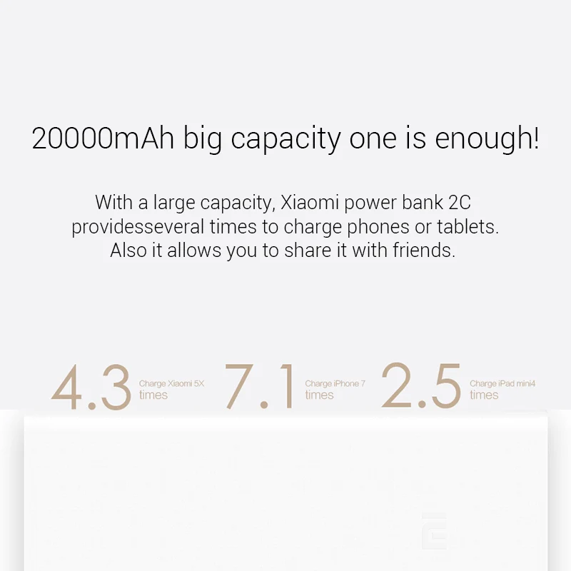20000 мАч Mi Power Bank 2C Поддержка двусторонней Быстрая Зарядка QC3.0 для Xiaomi 5 Huawei Mate 9 FCP HTC