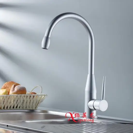 Manufacturers wholesale space aluminum kitchen faucet hot&ampcold vegetables basin sink Single hole water tap free shipping |