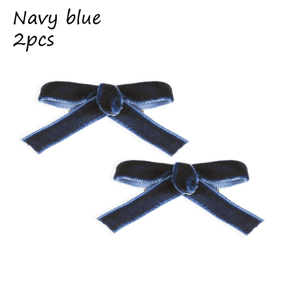 navy blue Новое поступление, 2 шт, женские модные бархатные заколки для волос с бантом, милые прекрасные заколки для волос, 5 цветов, аксессуары для волос, Корея для девочек - Цвет: navy blue