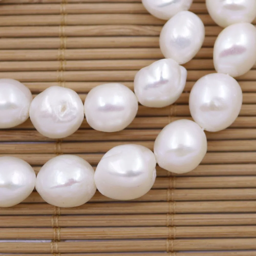 11mm-12mm Freeform Natural White Pearl Loose Beads Strand 14.5