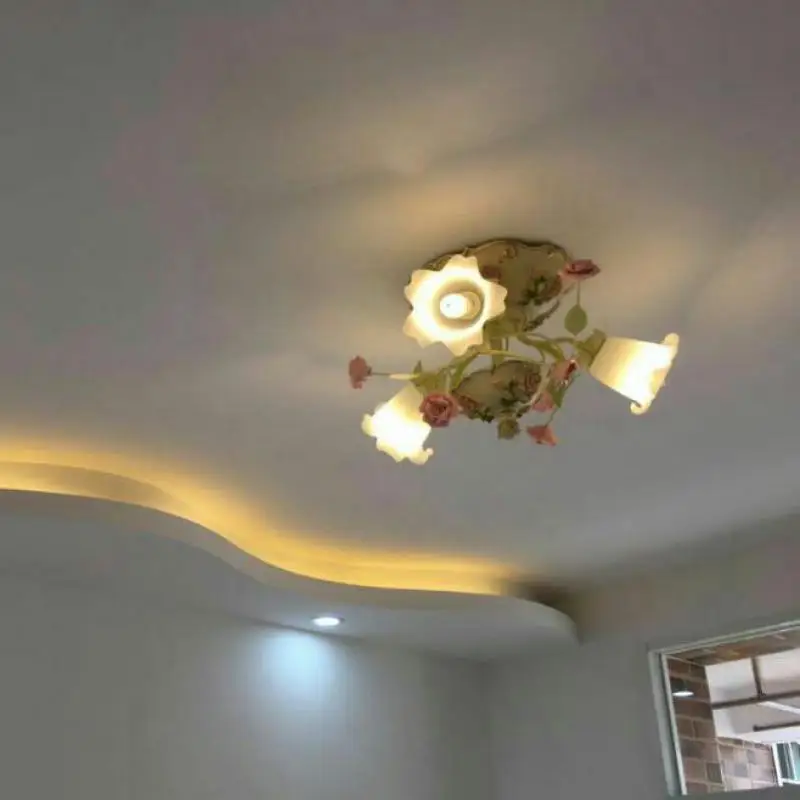 Modern American Style Ceiling Lamp Pastoral Warm And Romantic Flower Lamps Kitchen Bedroom Led Lights | Лампы и освещение
