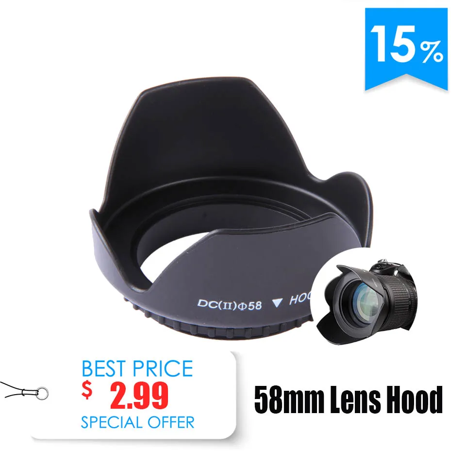 

58mm Screw Flower Lens Hood For Nikon Sony Canon EOS 1300D 1200D 800D 760D 750D 700D 650D 600D 100D 80D 70D 77D 60D 18-55mm lens