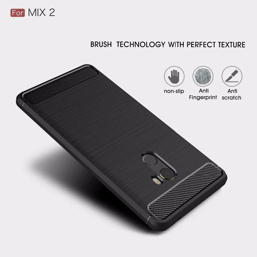 Для Xiaomi mi x 2 силиконовый чехол Мягкий ТПУ щеткой углеродного волокна Текстура