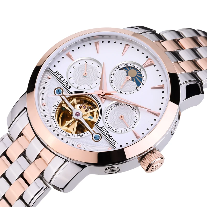 2016. Holuns. Мужские стальные водозащищенные механические часы с турбийоном. Дни