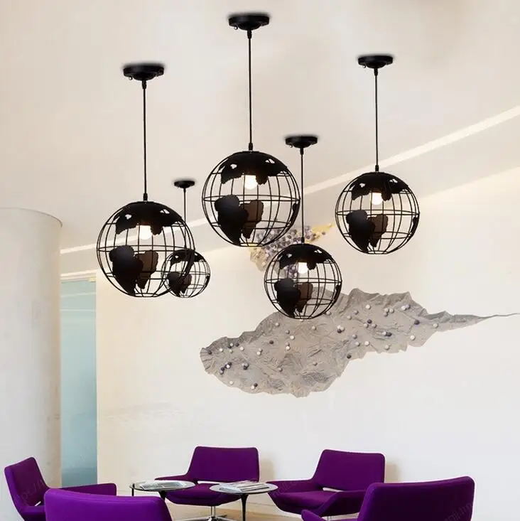 Ретро индустрия круглый шар Железный Гостиная Бар повседневные подвесные