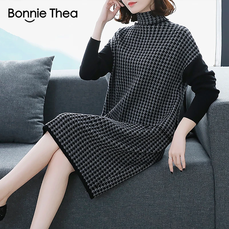 Женское клетчатое плотное эластичное зимнее платье Bonnie Thea женское осеннее