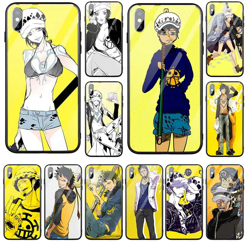 One piece Trafalgar Law логотип закаленное стекло Чехлы для мобильных телефонов Чехол iPhone 5