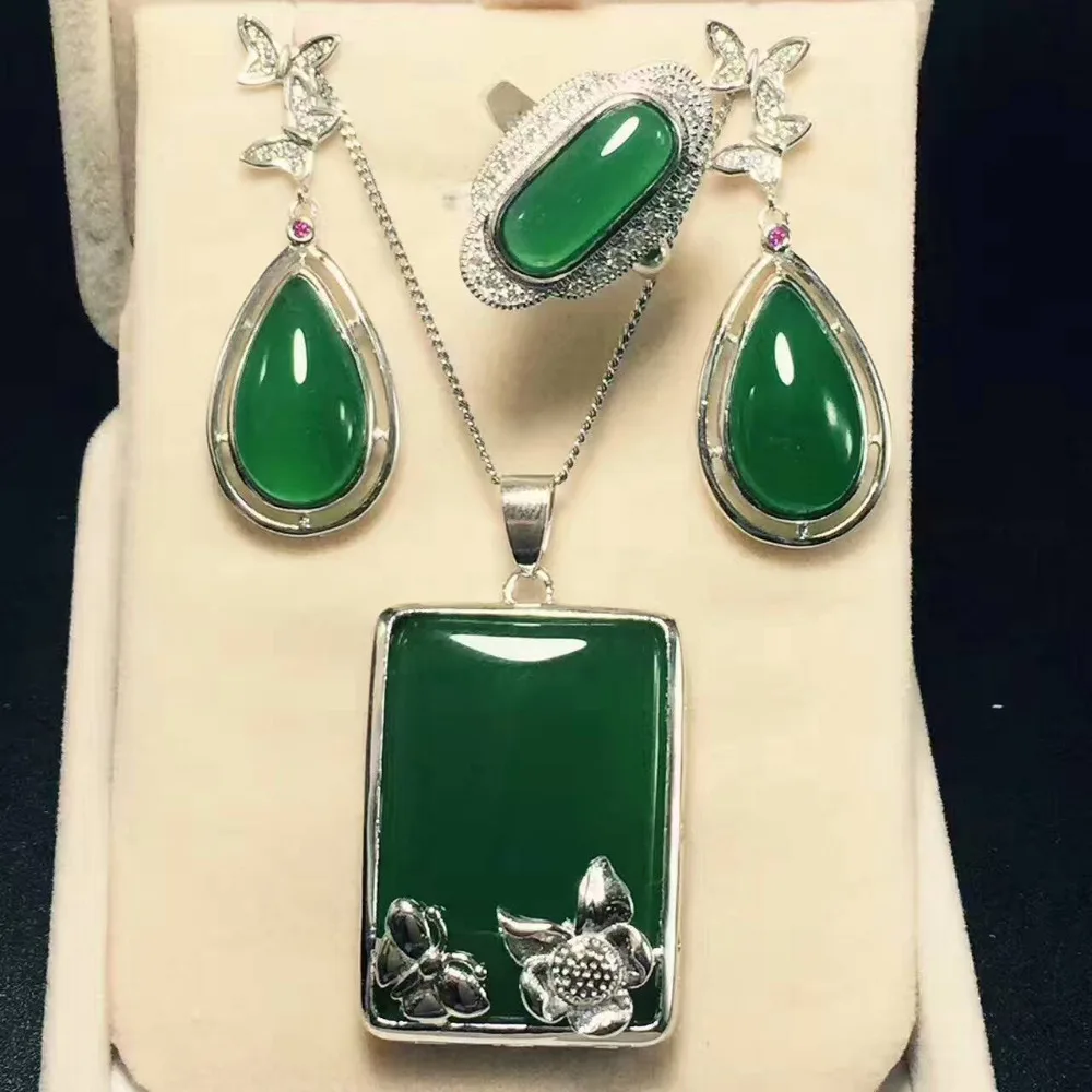 Подвеска-халцедон ожерелье браслет серьги желтый зеленый красный розовый три