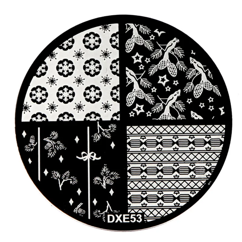 23-DXE53 ELECOOL DIY Рождественская серия круглые пластины для штамповки ногтей из нержавеющей стали Шаблон для штамповки Леди Женщины Девушка штамповки - Цвет: 23-DXE53
