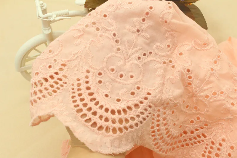 Light pink Хлопковая ткань 138 см кружевная ткань юбка с двусторонней вышивкой DIY Ткань Детская одежда домашний текстиль аксессуары - Цвет: Light pink