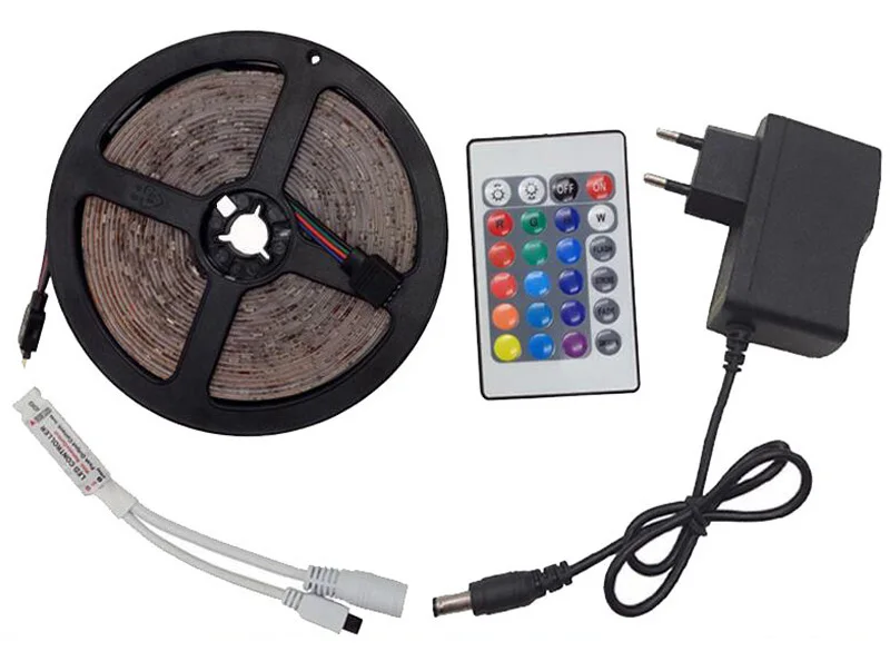 10 м 5 м 3528 5050 RGB светодиодные полосы не водонепроницаемый свет 10 м гибкий RGB светодиод лента+ Дистанционное управление+ Адаптеры питания