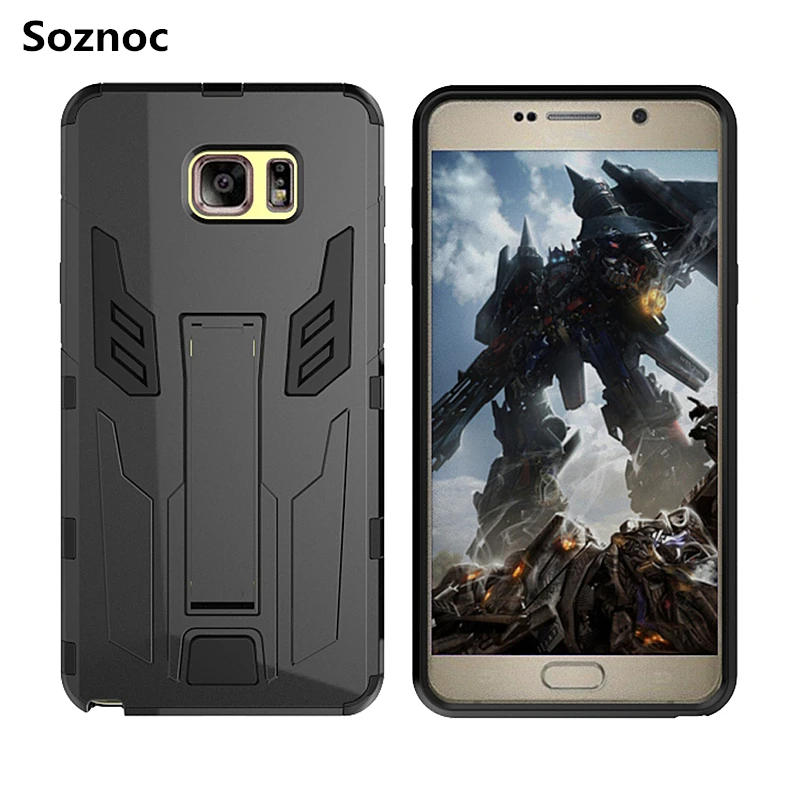 Soznoc Жесткий Защитник Броня Мобильный Телефон Cover Case Для Samsung galaxy Note 5 S6 S7 край ТПУ С