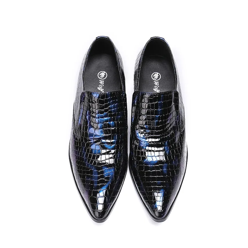Модная деловая модельная мужская кожаная обувь Индивидуальный синий комплект с