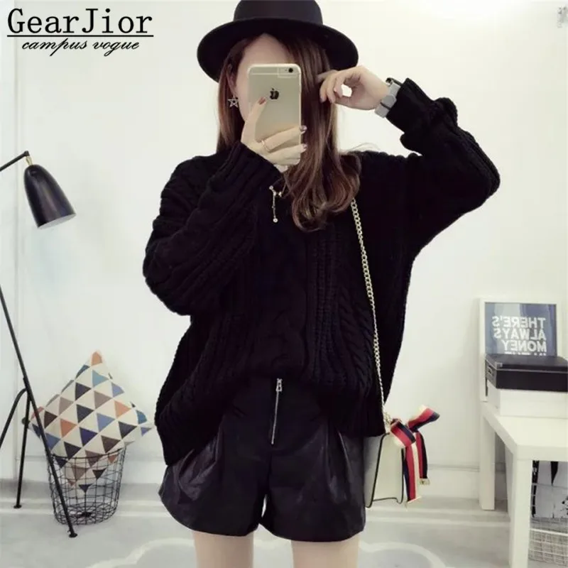 

2017 new hot sale women's autumn winter v-neck thick casual knit sweaters coat women short style loose pullovers sweater coats