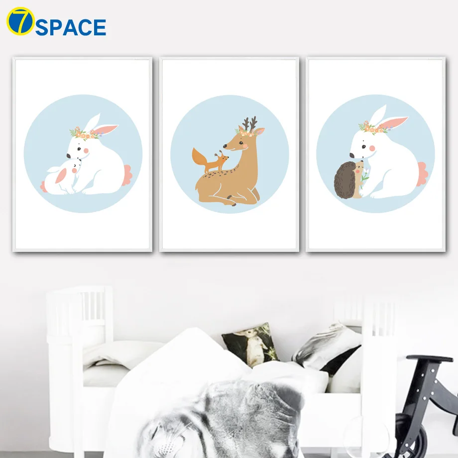 

Cartoon Dear Rabbit Posters And Prints Wall Art Canvas Painting Nordic Poster Animal Wall Pictures Kids Room Bedroom Wall Decor