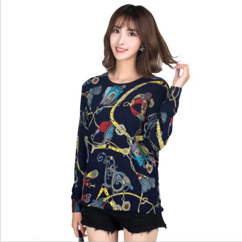 Winter Runway Sweater Women Luxury Brand Design Elegant Long-sleeve Feminino New Loose Printed Knitted Pullovers Tops | Женская одежда