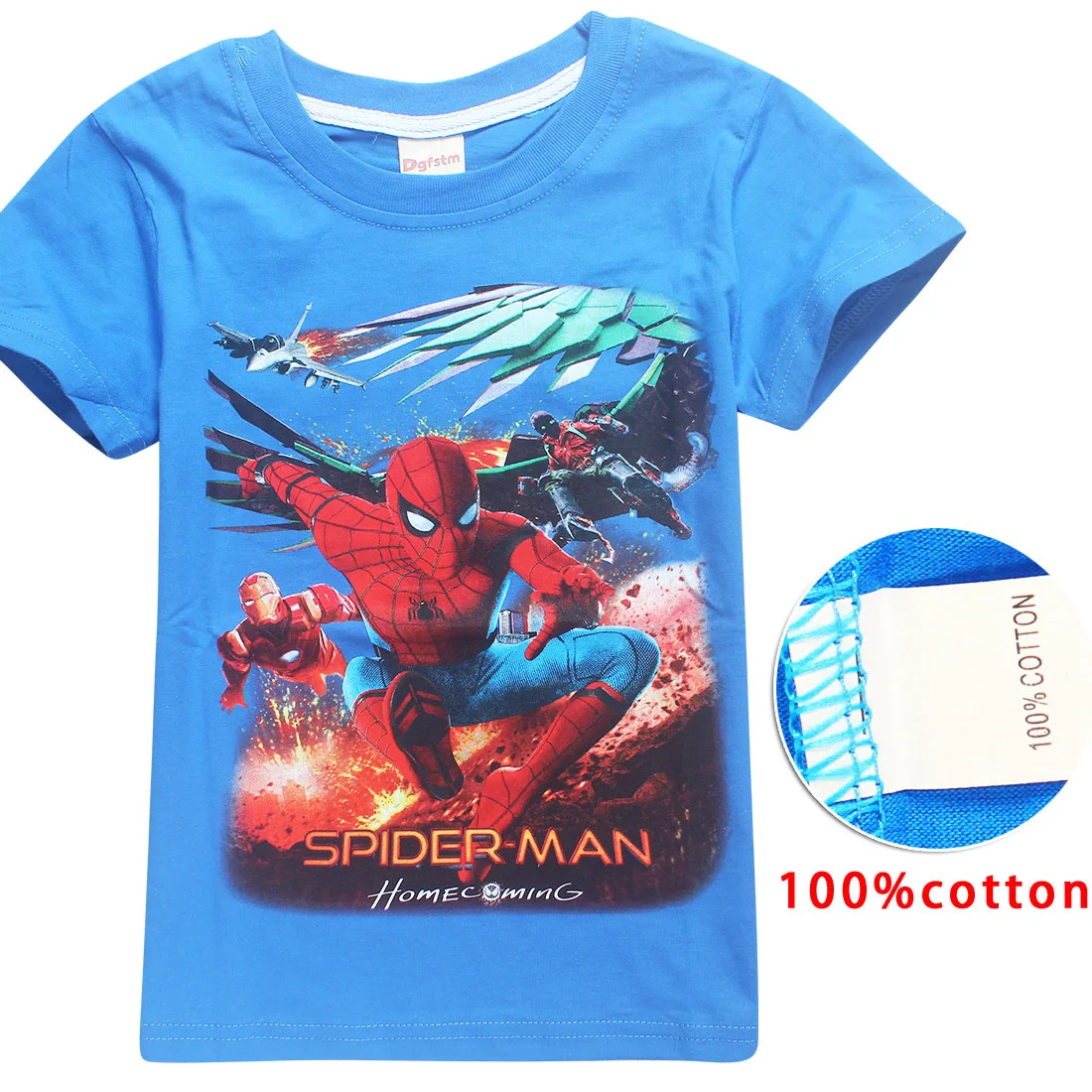 New Spiderman Short Sleeve t shirt dj v Superman Movies Printing Boy Clothes T-Shirts For Boys Kids Baby Children's Clothing | Мать и