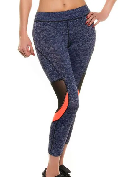 

Спортивные леггинсы темно-синего цвета с сетчатыми вставками, LC77000, 2022