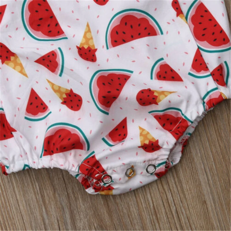 Милый комбинезон с узором для новорожденных девочек боди арбуз повязка на голову
