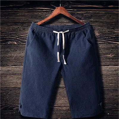 navy blue Новые модные мужские повседневные летние короткие брюки хлопчатобумажные шорты плюс размер M-7XL свободные белые черные Homme верхняя одежда - Цвет: navy blue