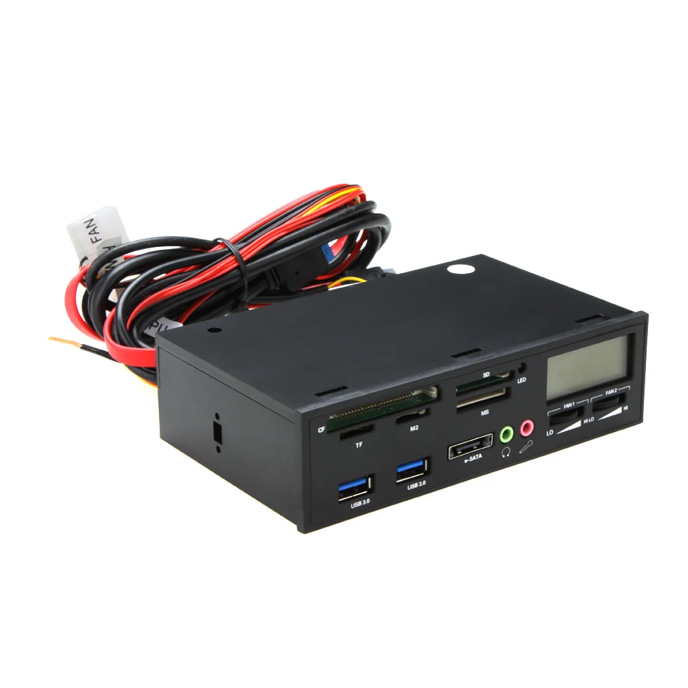 

5.25" USB 3.0 e-SATA All-in-1 PC Media Dashboard Multi-function Front Panel Card Reader Support for MMC/SDHC/CF/CFII/HS CF
