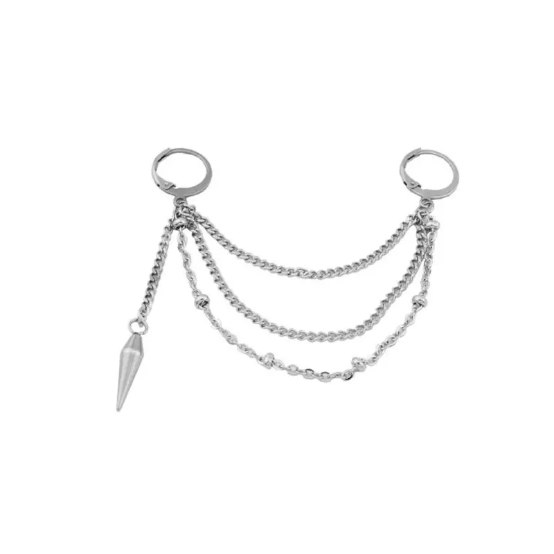 Панк Спайк из нержавеющей стали несколько цепей висячие серьги корейские модные