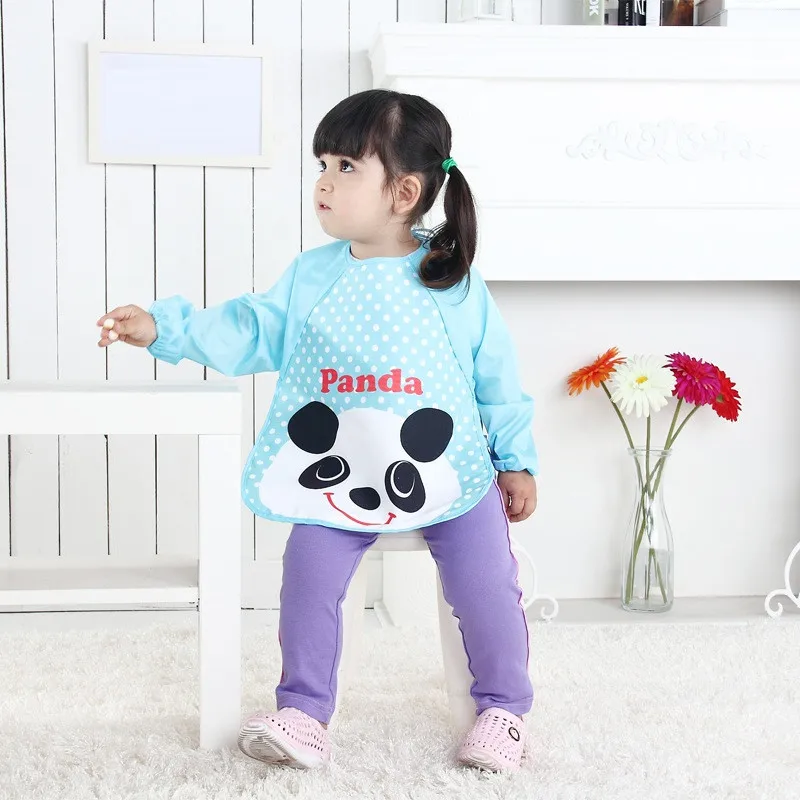 Мультяшные непромокаемые детские нагрудники с длинным рукавом художественный