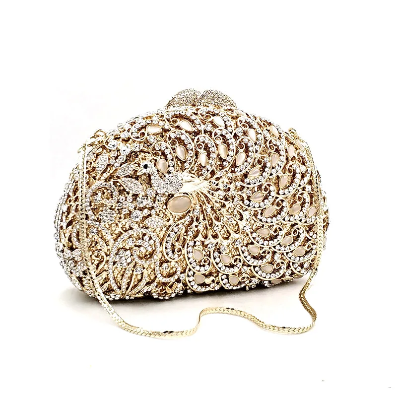 African Bridal wedding party women evening bag diamonds luxury animal peacock gem crystal clutches elegant opal purses | Багаж и сумки
