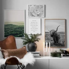 Bison Cattle Цветочные цитаты из коровьего леса скандинавские постеры