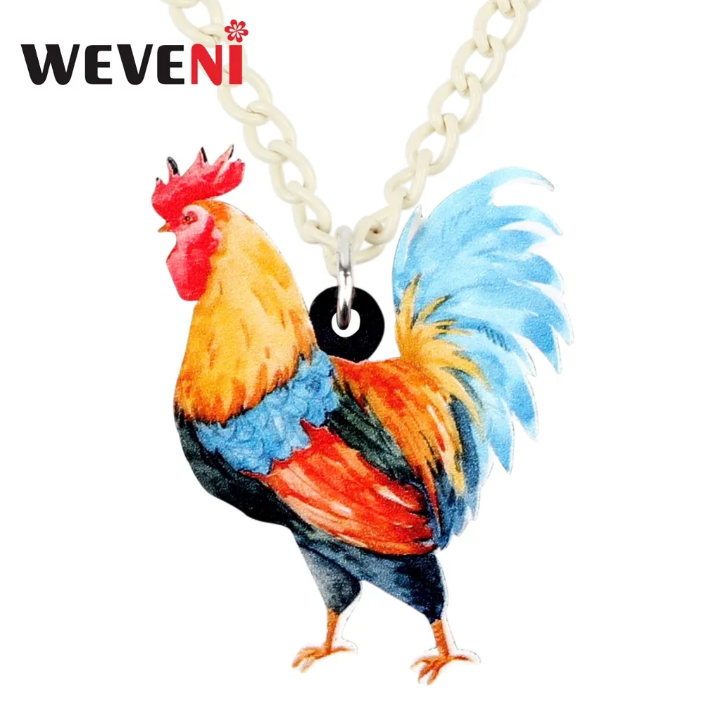 Weveni акриловые в стиле аниме Красочные Курица ожерелье петух кулон цепь чокер