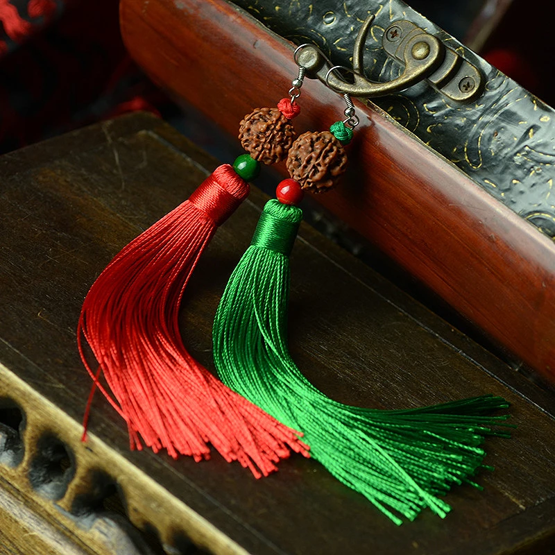 Ручной работы этнические Длинные кисточкой струны рудракша падение ананас узел