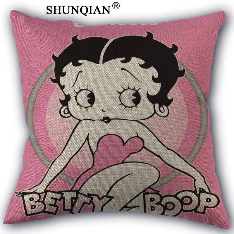Изготовленная на заказ Наволочка Betty Boop из хлопка, изготовление на заказ наволочка под заказ 45x45 см с одной стороны