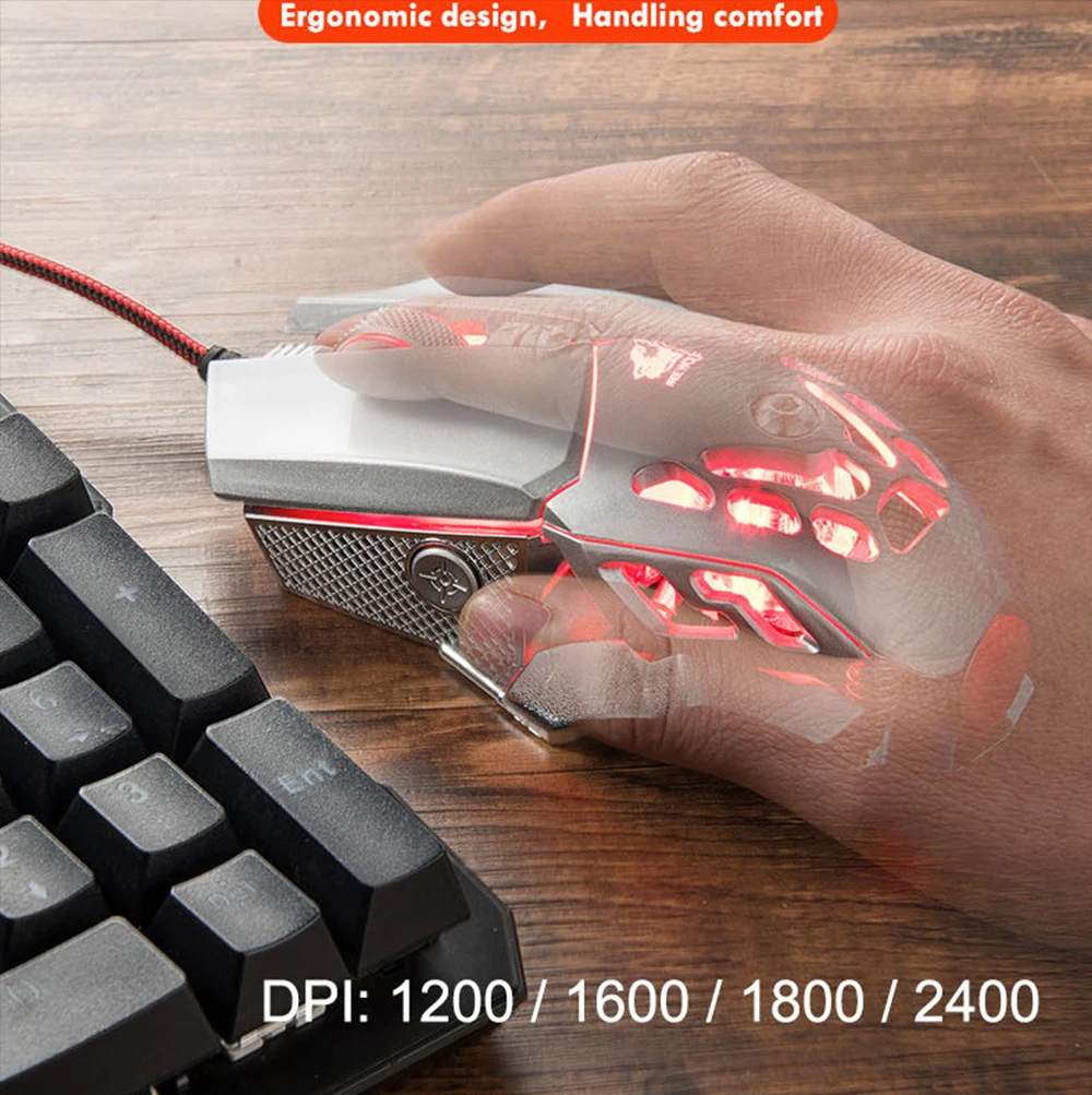 Freewolf для V9 2400 точек/дюйм Профессиональный 6-ключ макропрограммирование Мышь светодиодный кабель машины Подсветка игра Мышь