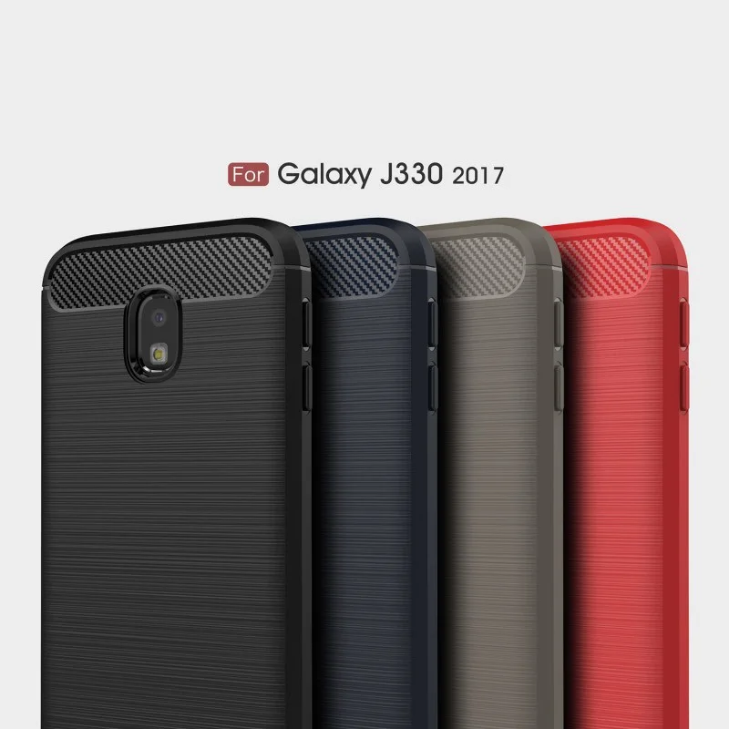 Мода для Samsung Galaxy J3 2017 чехол углерода Волокно текстуры + ТПУ Силиконовые Мягкий J330
