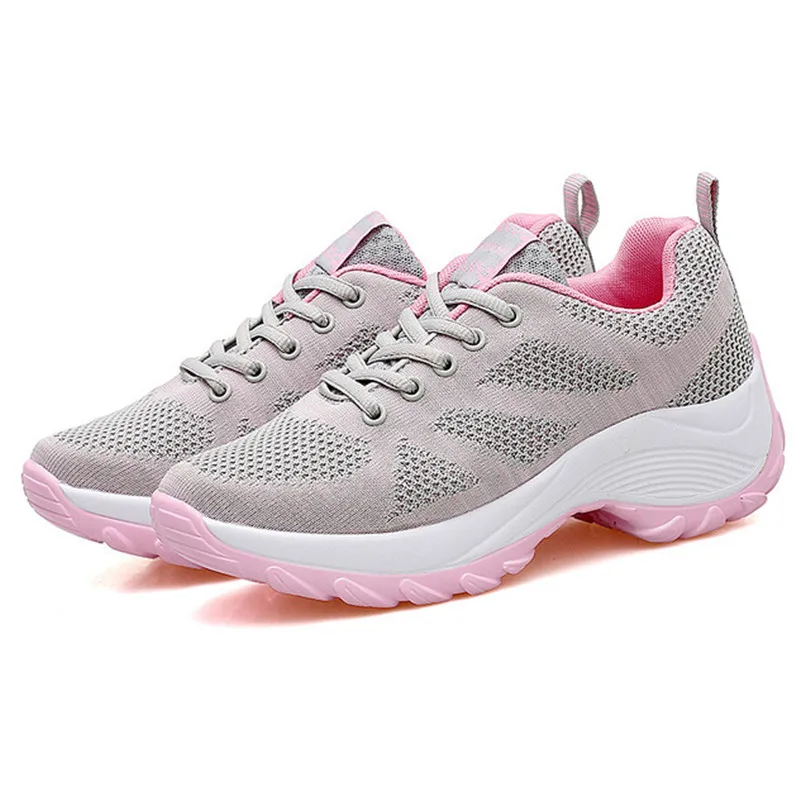 LIN KING/Повседневная обувь больших размеров на танкетке для женщин дышащие женские