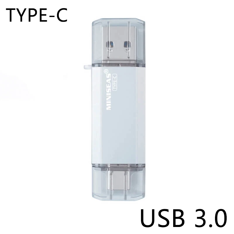 sliver OTG usb 3,0 и type-c usb флеш-накопитель 16 ГБ 32 ГБ 64 Гб Флешка двойной флеш-накопитель для type-c android системы Miniseas - Цвет: sliver