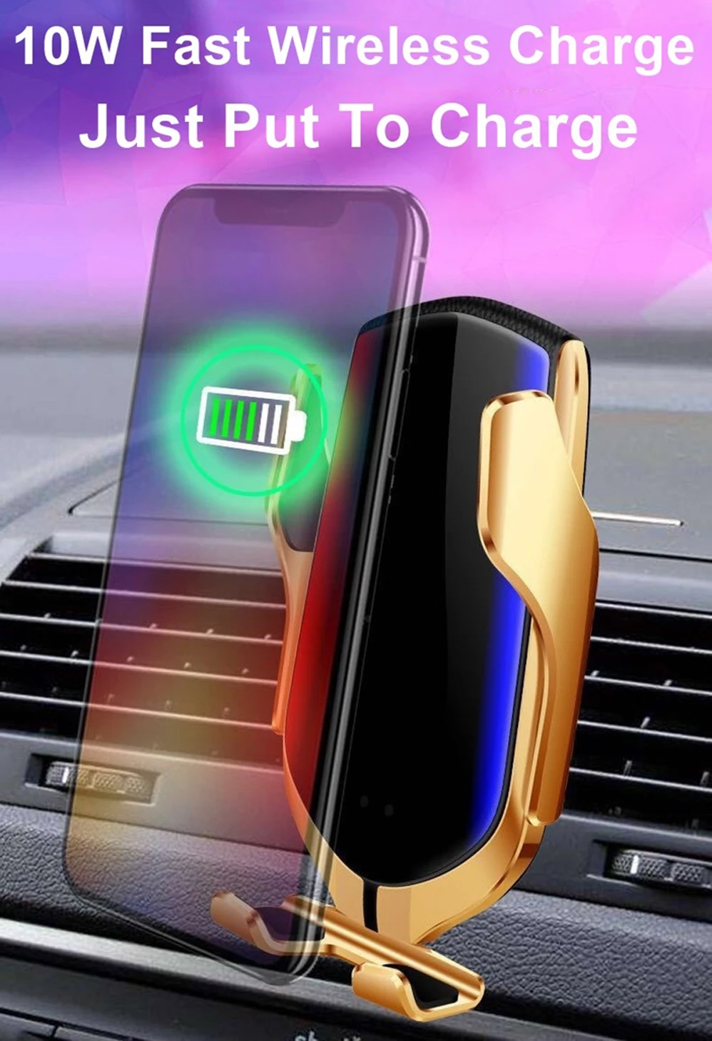 7,5 Вт 10 Вт автомобильное Qi Беспроводное зарядное устройство для iphone 8 Plus X XS XR samsung S10 S9 автоматический держатель для вентиляционного отверстия Быстрое беспроводное зарядное устройство для телефона