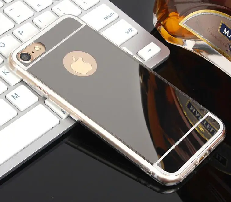 Золотой Серебряный зеркальный ТПУ мягкий чехол для iPhone XR XS MAX роскошный покрытый чехол для телефона для iPhone 11 Pro Max 6 7 8 PLUS задняя крышка чехол - Цвет: Black