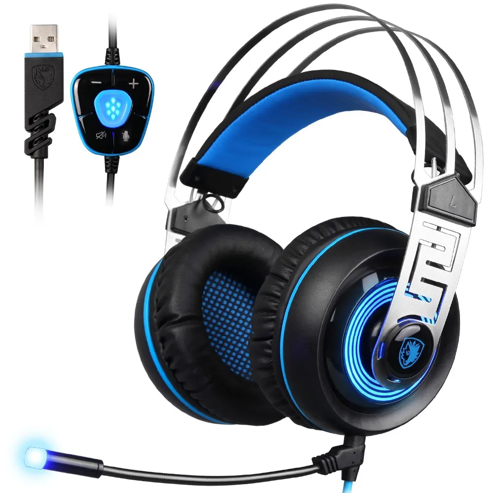 Игровая стереогарнитура Sades A7 USB 7 1 с объемным звуком проводные Игровые наушники