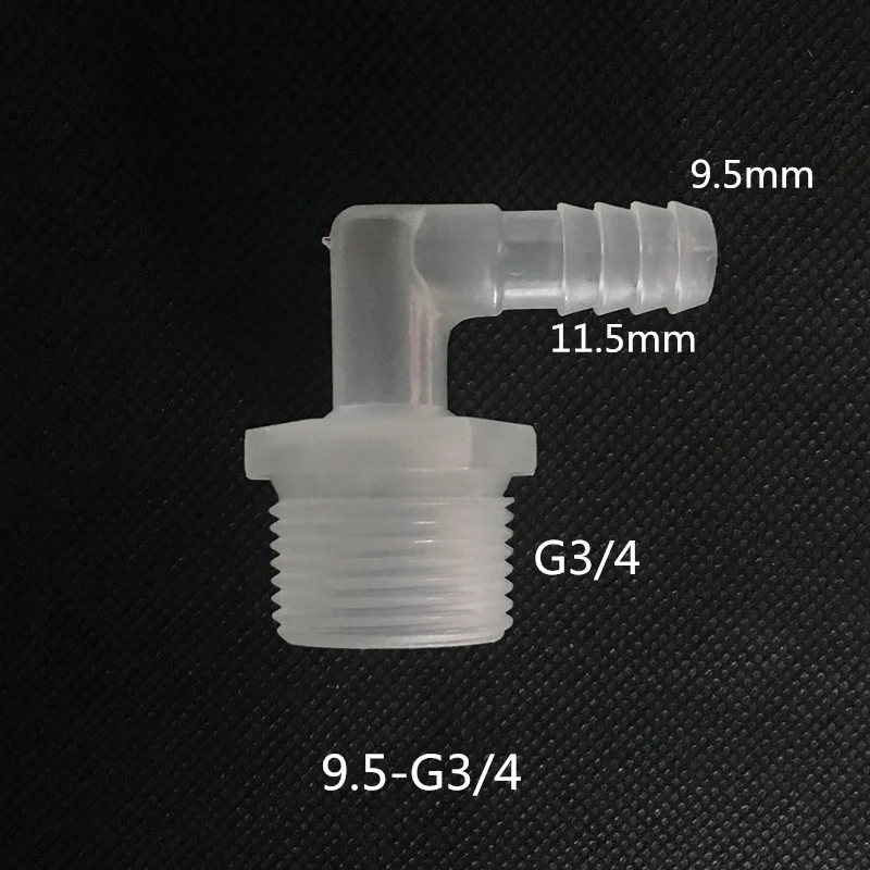 

9.5mm*G3/4 PLASTIC BARBED ELBOW HOSE CONNECTOR PIPE POND JOINER REPAIR BEND FITTING