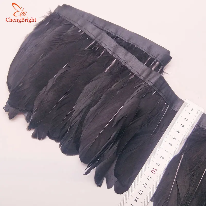 

ChengBright Beatiful Goose Feather Trims 10Yards Dyed Goose Feather Ribbon Fringes Goose Feather Cloth Belt 5-6inch/13-18cm Q