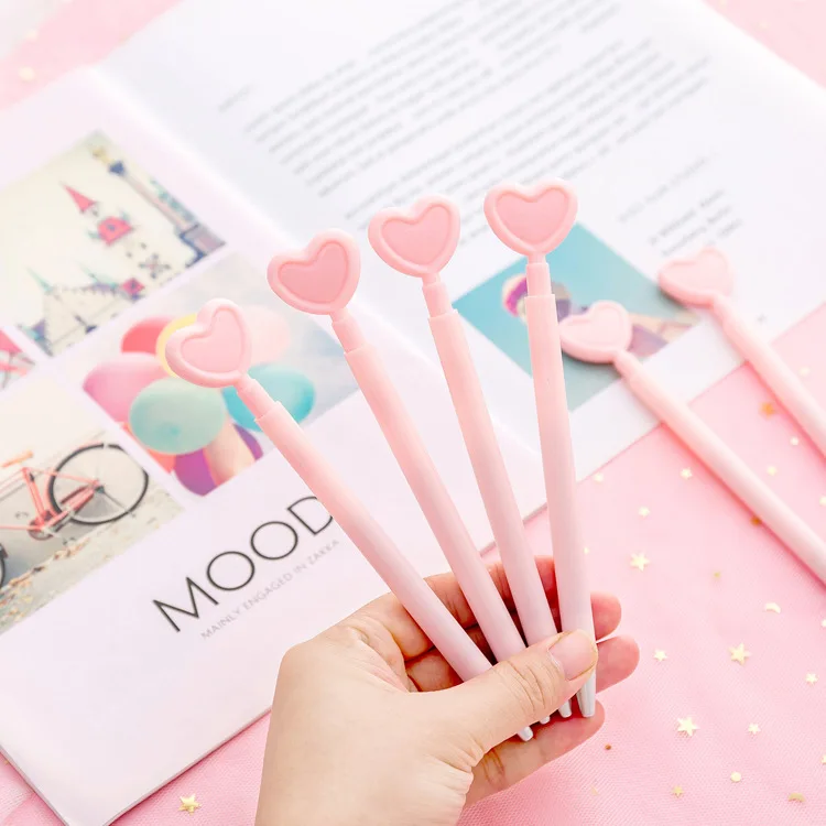1 шт. Kawaii Новый простой розовый сердце 0 5 мм машина пресс для письма гелевая ручка